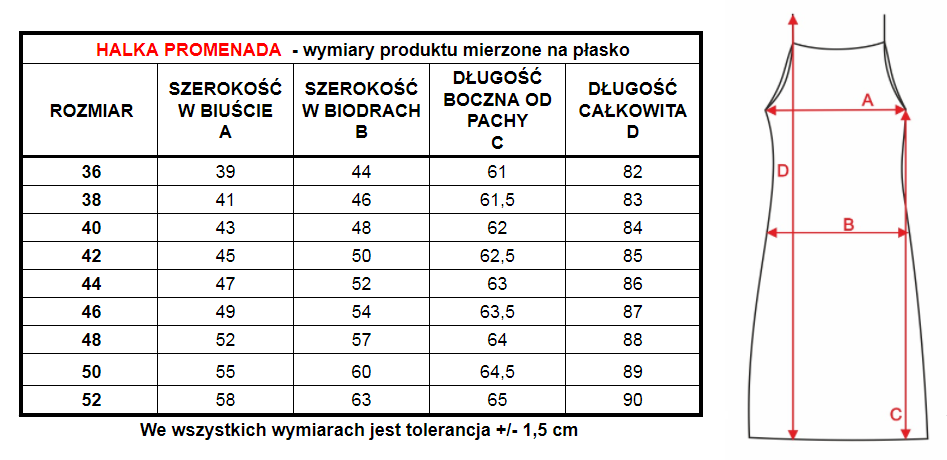 Wymiary produktu halka Promenada